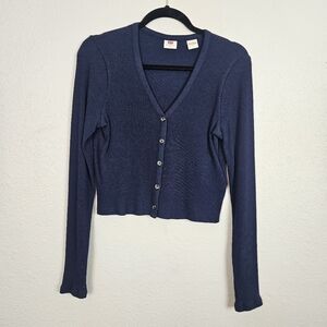 Levis Blue Navy Button Down Cardigan Blouse Top Size Medium